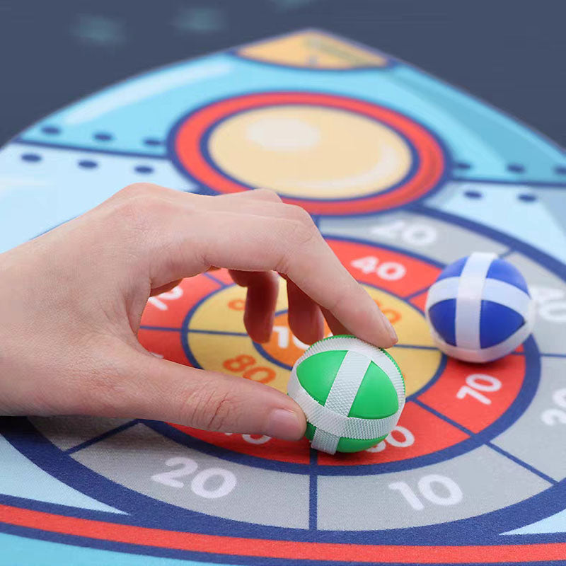 Green and blue velcro dart balls on the Rocket board - The Dart Knight™